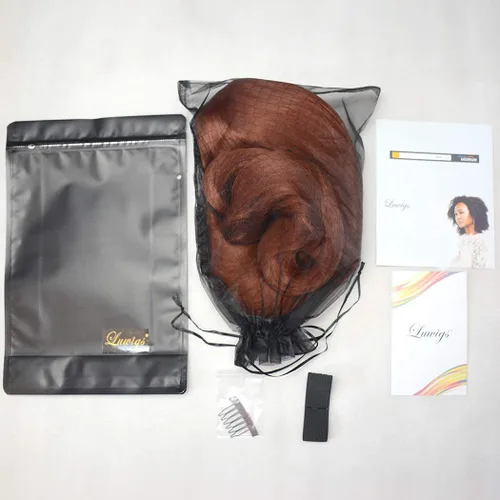 Miniatura 7 de Luwigs Peluca sintética ondulada natural #350 de color rojo cobre para mujer, peluca de jengibre marrón rojizo con encaje en T, resistente al calor