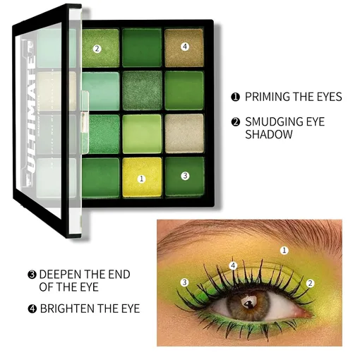 Miniatura 4 de Boobeen Paleta de maquillaje de sombra de ojos colorida - 16 colores, sombra de ojos mate y con purpurina, paletas de sombra de ojos brillantes