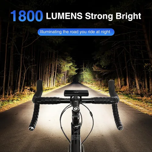 Miniatura 2 de 1800 Lumen Bike Light, Front and Back Bicycle Lights for Night Riding, Super Bright USB Rechargeable Bike Light with High Beam Low Beam for Men