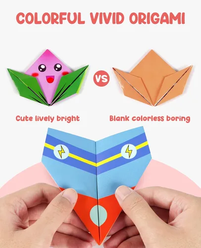Miniatura 3 de Gamenote Colorido kit de origami para niños, 54 proyectos, 120 papel de origami de doble cara, 12 hojas de papel de práctica, libro de origami