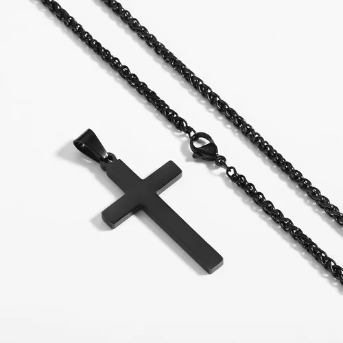 Miniatura 3 de RS Collar de cruz para hombres y mujeres, de 16 a 24 pulgadas, cadena de colgante de cruz de acero inoxidable, regalo religioso