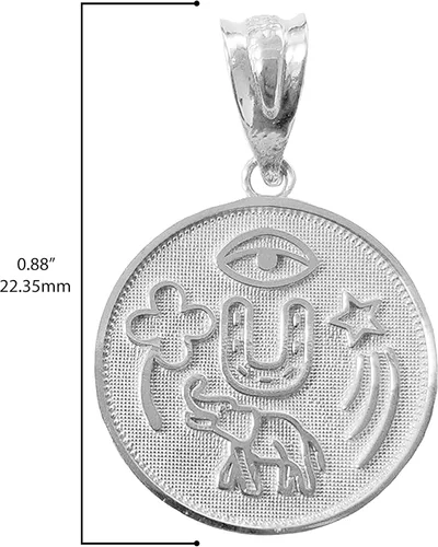 Miniatura 8 de Colgante de oro amarillo de 10 quilates, blanco o rosa, medalla de moneda redonda Talismán – Elección de metal