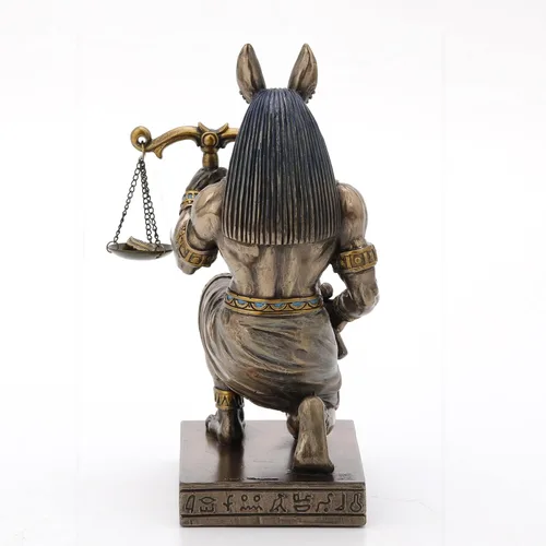 Miniatura 3 de Veronese Design 7 1/4" arrodillado Anubis Holding Escala de Verdad y Justicia Estatua de Resina Acabado Bronce Acabado en bronce fundido en frío