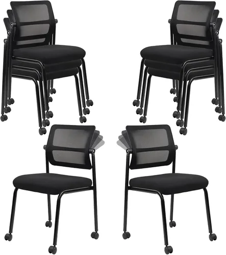 Miniatura 13 de CLATINA Sillas de escritorio de oficina apilables de malla, portátil, apilable, a granel, para sala de espera, sin brazos, con respaldo ajustable