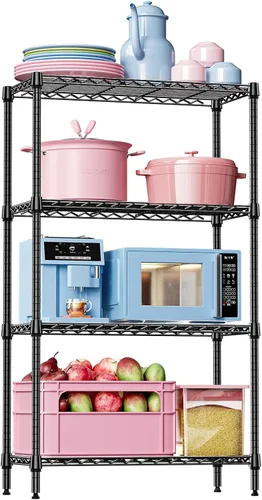 Miniatura 26 de IZEUK Estantes de almacenamiento de metal cromado de 5 niveles, estantería de alambre ajustable para cocina, baño, despensa, oficina, garaje, Cromo