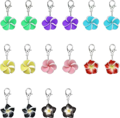 yueton 20 dijes colgantes de flores Frangipani de colores surtidos con cierre de langosta para hacer joyas, accesorios para medallones flotantes,