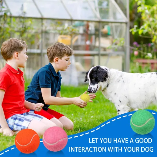 Miniatura 5 de Liliful 50 pelotas de tenis chirriantes para perros de 2.5 pulgadas para jugar con mascotas, perros medianos y grandes, pelotas para entrenamiento