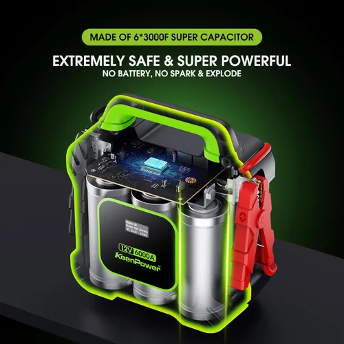Miniatura 2 de KeenPower Arrancador de batería de supercondensador 6000A [Versión de abrazaderas y pantalla mejoradas] – Sin batería tradicional, alimentado por 6