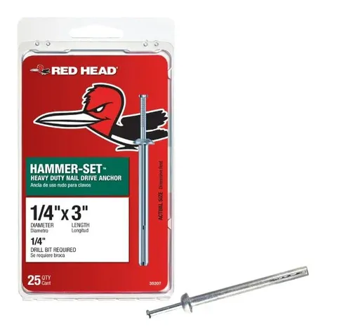 Cabeza Roja 1/4 pulg. x 3 pulg. Anclaje Juego de martillos 25CT