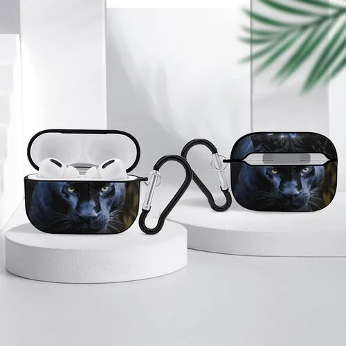 Miniatura 4 de Panther with Blue Eyes for Airpod Pro Case Cover Hard Shell Full Drop Protection Cover with Keychain Compatible with AirPod Pro 2nd/1st