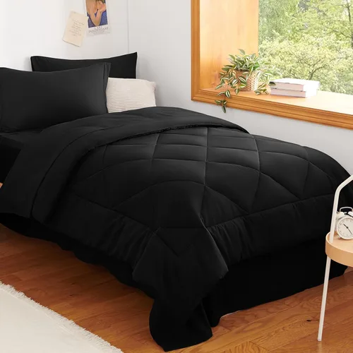 Miniatura 26 de CozyLux - Juego de edredón en una bolsa, para dormitorio universitario, todas las estaciones, edredón, sábanas y fundas para almohada y decorativas