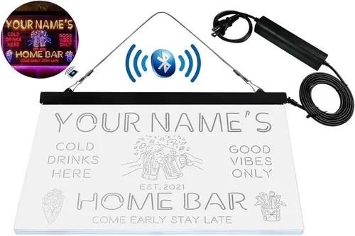 Miniatura 8 de Tazas de cerveza personalizadas para bar en casa, letrero de luz LED de neón tricolor, nombre personalizado, fecha, texto, cita, fuente, rojo, azul