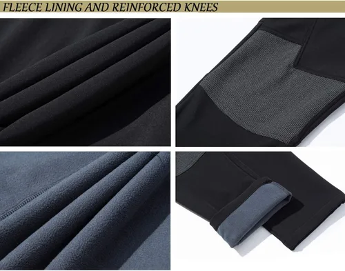 Miniatura 7 de TACVASEN pantalones de senderismo para hombre, con forro polar, reforzados en las rodillas, ligeros, para esquí y snowboard, sin cinturón
