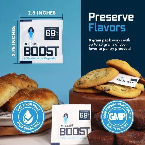 Miniatura 4 de Integra Boost Paquete de control de humedad de 2 vías, conserva el sabor y controla la humedad al 69% de RH, absorbente de humedad para hierbas