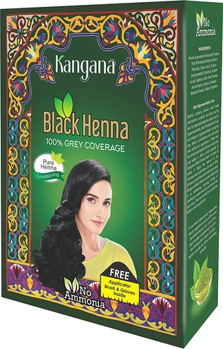 Miniatura 7 de Henna negra en polvo natural Cobertura de cabello gris Amla y aloe vera 6 bolsas, libre de artificiales Kangana