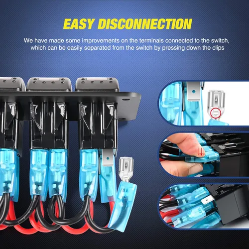 Miniatura 7 de Nilight Kit de arnés de cableado de barra de luz LED de 16 AWG de 12 V de encendido/apagado, interruptor basculante de 2 cuadras, panel de relé