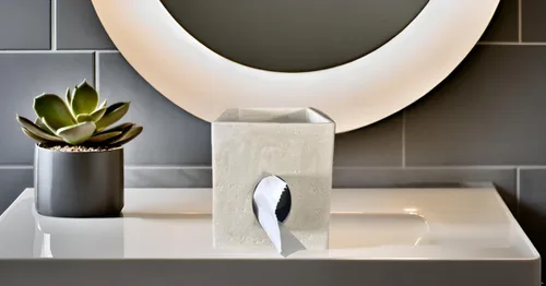 Miniatura 5 de Hymmah Soporte cuadrado para caja de pañuelos con bandeja, diseño único de cubo, dispensador de pañuelos para decoración para encimeras de tocador