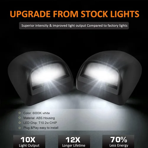 Miniatura 3 de Bestview Luces de Matrícula Lámpara de Placa con Cubierta de Carcasa Negra Bombillas Blancas de 6000K Conjunto de Repuesto para Chevy Silverado GMC