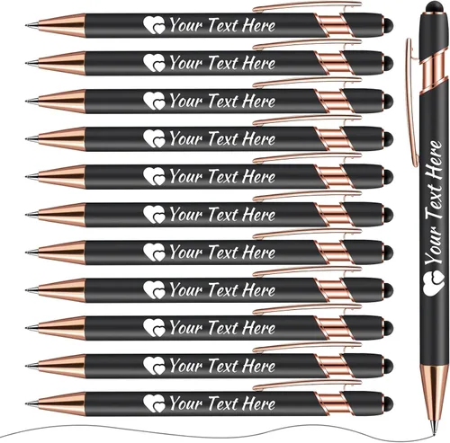 Bolígrafos personalizados con lápiz capacitivo, bolígrafos con nombre impresos personalizados con tinta negra, impresos con tu logotipo o mensaje,