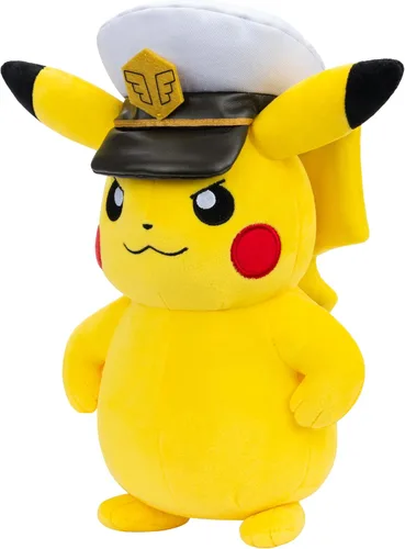 Miniatura 4 de Pokemon Capitán Pikachu de peluche - Pikachu de 8 pulgadas de felpa suave con sombrero de Capitán y detalles auténticos
