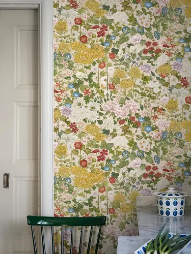 Miniatura 5 de Papel tapiz floral para despegar y pegar, papel de pared bohemio, extraíble, impermeable, verde/amarillo/azul, papel de contacto para dormitorio