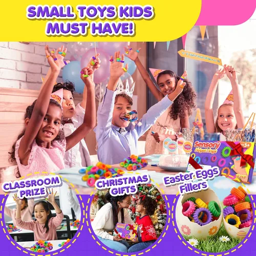 Miniatura 5 de Anillos sensoriales para niños: 18 paquetes de anillos para jugar - Juguetes sensoriales para niños con autismo - Alivio silencioso de la ansiedad a
