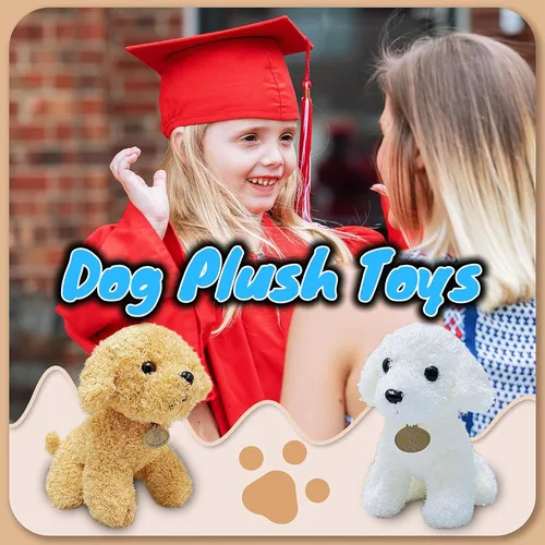 Miniatura 6 de Peluche de perro de peluche marrón, 10 pulgadas, lindos peluches de cachorro para niñas y niños, muñeca de peluche suave, juguetes de peluche