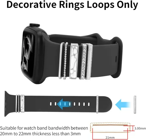 Miniatura 3 de Correas decorativas para anillo compatibles con correas de Apple Watch de 1.496 pulgadas, 1.575 pulgadas, 1.614 pulgadas, 1.654 pulgadas, 1.732