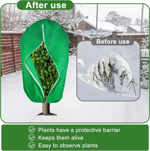 Miniatura 4 de SPORTYOUTH Paquete de 4 cubiertas para plantas, protección contra la congelación, mantas de invierno de 32 x 47.2 pulgadas con cordón de cremallera