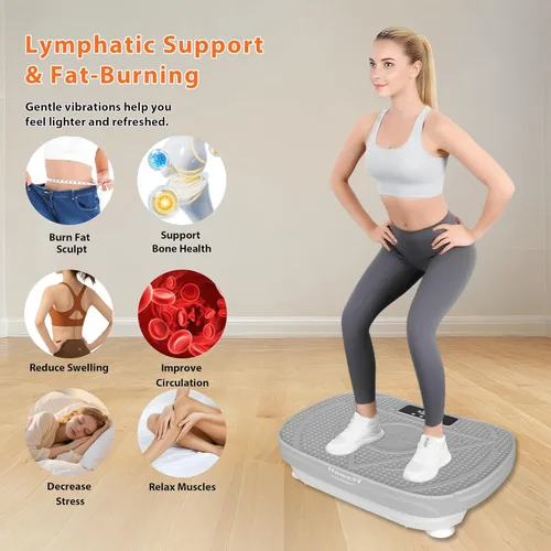 Miniatura 9 de Homesy Vibration Plate Exercise Machine, Vibrating Plate for Lymphatic Drainage, Full Body Shaking Workout Fitness Platform Board, Sport Gym