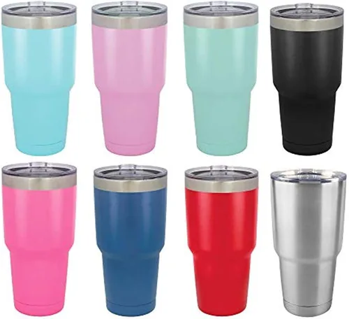 Miniatura 7 de Vaso rosa de 30 onzas con popote y tapa superior deslizante Taza de viaje de acero inoxidable Comparar con Yeti Rambler Rosado