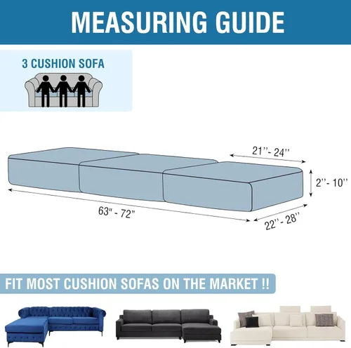 Miniatura 2 de Funda para sofá, funda de cojín de terciopelo elástico, 3 piezas, funda elástica lavable para asiento o respaldo, fundas de asiento para sofá Crema