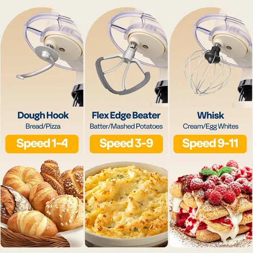 Miniatura 27 de VIVOHOME Batidora de pie con fermentación, preajustes de un toque, batidora eléctrica de masa con tazón de 6 cuartos, batidora de pie de cocina