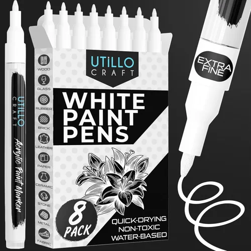 Miniatura 18 de Utillo Craft Bolígrafo de pintura negra (paquete de 3) marcadores de pintura negra mediana para metal, tela, madera, vidrio, papel, plástico, roca
