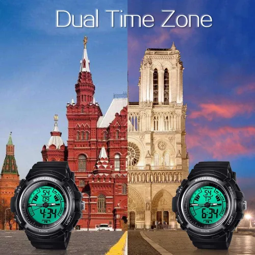 Miniatura 4 de Reloj de buceo deportivo impermeable de 100 ATM para hombres y niños, reloj de natación con cronómetro, cronógrafo, alarma, calendario, cuenta