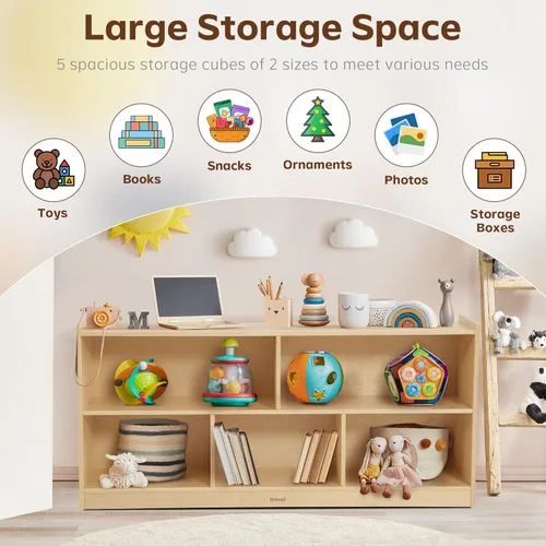 Miniatura 3 de Bateso Organizador de almacenamiento de juguetes para habitación de niños, estantería de madera para niños, para aula, organizador de almacenamiento