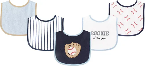 Miniatura 27 de Luvable Friends Baby Cotton Terry Drooler Bibs with PEVA Back, Transportation, One