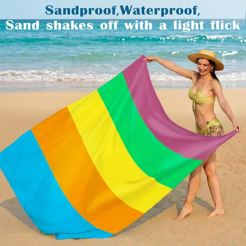 Miniatura 71 de Famstar Beach Blanket Oversized Extra Large 78"X81"/10'X9',Waterproof Sandproof Beach Blanket 2-8 Adults Lightweight Durable for Travel Camping