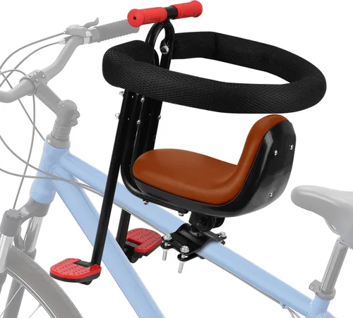 Kid's Bike seat Front Child Carrier Bike Chair for Bicycle Kids seat for Children 2~4 Years,Weight 55 lbs marrón (Front Mounted Brown)