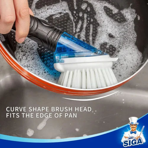 Miniatura 5 de MR.SIGA - Cepillo dispensador de jabón para platos, cepillo de cocina para limpieza de ollas, sartenes y fregaderos, color negro