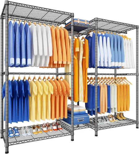 Miniatura 10 de Ulif E12 - Perchero independiente resistente con estantes, sistema de almacenamiento de ropa de metal para colgar ropa, 57.1 pulgadas de ancho x 16
