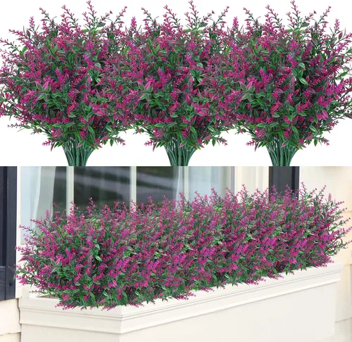 Miniatura 12 de GREENRAIN 8 ramilletes de flores artificiales de lavanda 3#amarillo