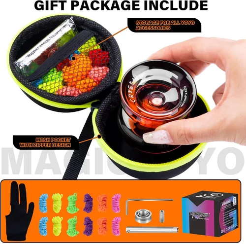 Miniatura 6 de MAGICYOYO K2 Cristal Profesional Yoyo Sensible para Niños Principiantes Extra Yoyo No Sensible Rodamiento Pro Yoyo de Plástico Truco para Adultos+12