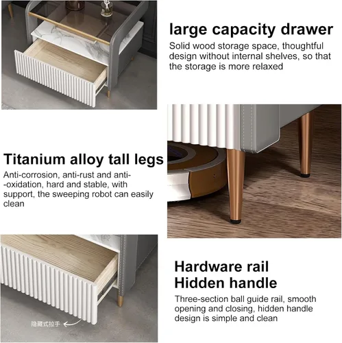Miniatura 7 de Moderna mesita de noche de madera maciza con cajón, mesa de noche de madera de primera calidad, mesa auxiliar, Mesita de Noche para dormitorio