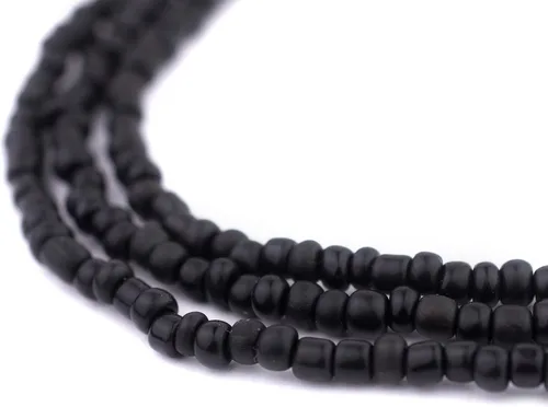 TheBeadChest - Cuentas de vidrio Java negro (0.157 in, hilo de 48 pulgadas)