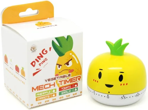 Miniatura 9 de Temporizador mecánico de hortalizas de dibujos animados de 60 minutos, temporizador de cocina mecánico, contadores de alarma ruidosos, temporizador