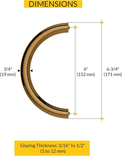 Miniatura 2 de BRIXWELL HC-6BTB-GP - Manija de puerta de ducha de estilo circular de centro a centro de 6 pulgadas, montaje posterior a trasero, oro de 24 quilates