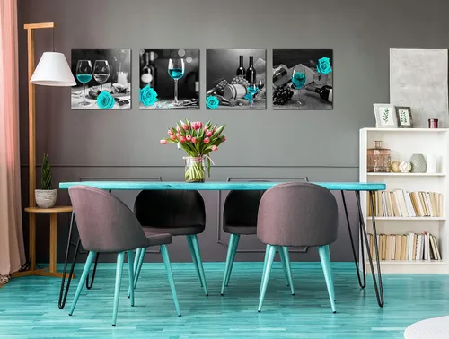 Miniatura 3 de Arte de pared de cocina - Decoración de pared de vino para dormitorio, mujeres, cuadros en blanco y negro, arte moderno para sala de estar - Arte