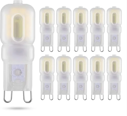 Miniatura 7 de Bombilla LED G9 de 2 W equivalente a 20 、 Lámpara halógena de 25 W, paquete de 10 unidades T4 G9 blanco cálido 3000 K 120 V G9, lámpara de araña