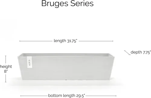 Miniatura 2 de Ecopots Bruges - Maceta compuesta rectangular moderna y duradera para interiores y exteriores, a base de reciclaje, color gris oscuro, 17.75 pulgadas